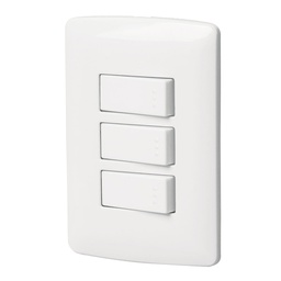 [46463] Placa armada 3 interruptores sencillos,blanco,linea Italiana
