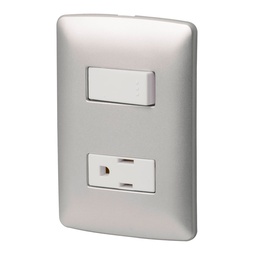 [46473] Placa armada contacto e interruptor, plata, linea Italiana