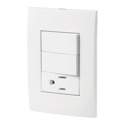 [46488] Placa armada contacto y 2 interruptores, linea Oslo, blanco