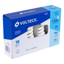 [46851] Pack 4 lamparas espiral T4 28 W luz de dia, caja, Volteck