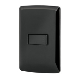 [47599] Placa armada 1 interruptor sencillo, negro, linea Italiana