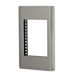 [47819] Placa de acero inox con 1 ventana 3 modulos, linea Lisboa