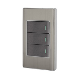 [47836] Placa armada acero inox 3 interruptores 1 modulo, Lisboa