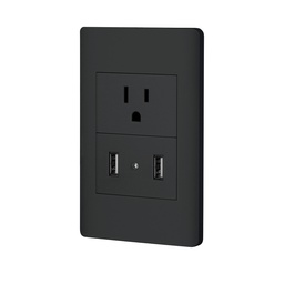 [47904] Placa armada negra contacto y 2 puertos USB 1.5 mod, Lisboa