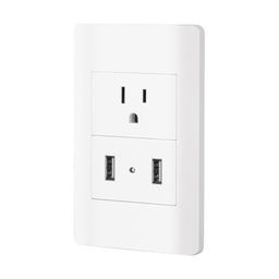 [47971] Placa armada blanca contacto y 2 puertos USB 1.5 mod, Lisboa