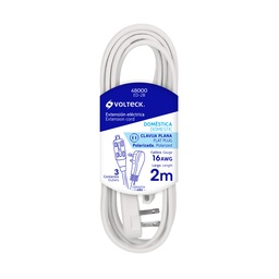 [48000] Extension electrica domestica 2 m blanca con clavija plana