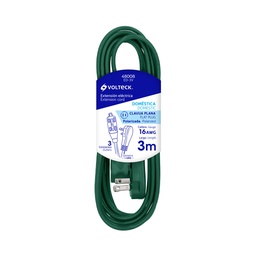 [48008] Extension electrica domestica 3 m verde con clavija plana