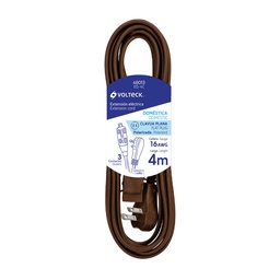 [48013] Extension electrica domestica 4 m cafe con clavija plana