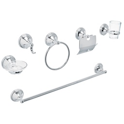 [48339] Juego de 6 acc. p/baño cromo chapeton redondo grande, Aqua