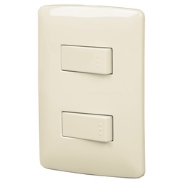 [48663] Placa armada 1 interruptor escalera, marfil, linea Italiana