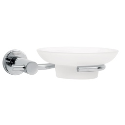 [49669] Jabonera metalica cromo con plato de vidrio, Foset Element