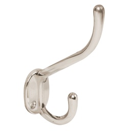 [43910] Gancho doble largo y corto tipo perchero, niquel satinado