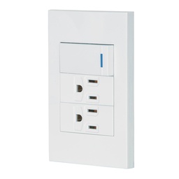 [45594] Placa armada 1 interruptor, 2 contactos,1mod,Española,blanco