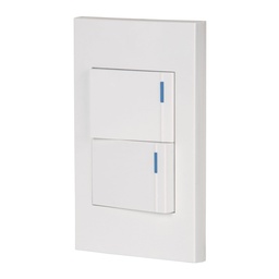 [45601] Placa armada 2interruptores 1de 3vias,1.5mod,Española blanco