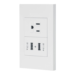 [45603] Placa armada 1contacto, 2puertos USB, 1.5mod,Española,blanco