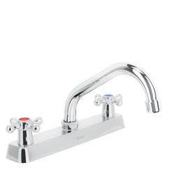 [45611] Mezcladora 8' p/fregadero, cuello corto, manerales cruceta