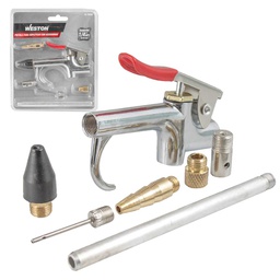 [W-70560] PISTOLA SOPLETEADORA CON 2 BOQUILLAS Y 4 ACCESORIOS 1/4'' NPT