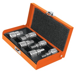 [13926] Juego de 6 dados cuadro 1/2' punta hex mm, estuche metalico