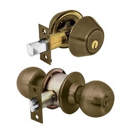 [23620] Combo cerraduras, llave-llave, laton antiguo, Hermex Basic