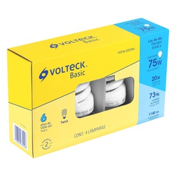 [28026] Pack de 4 lamparas espiral T4 20 W luz de dia, caja, Volteck