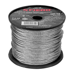 [44211] Metro de cable flexible 1/8' de acero 7x19 hilos, 75 m
