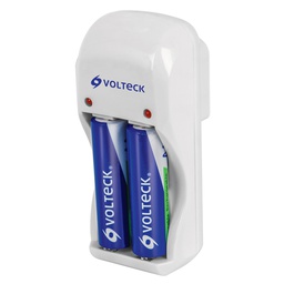 [46044] Cargador de pilas, AA, AAA y 9V, incluye 2 pilas AA, Volteck