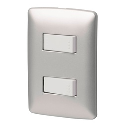 [46481] Placa armada 1 interruptor 1 escalera, plata, linea Italiana