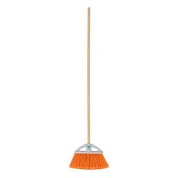 [57051] Escoba chica tipo abanico, cerdas de PVC, baston de madera