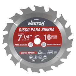 [Z-25005] DISCO PARA SIERRA CIRCULAR P/MADERA 7-1/4'' X 5/8'' 16DT