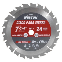 [Z-25015] DISCO PARA SIERRA CIRCULAR P/MADERA 7-1/4'' X 5/8'' 24DT