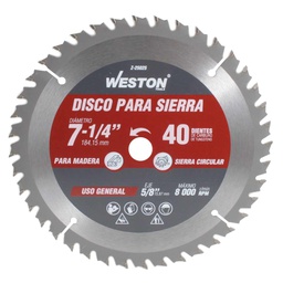 [Z-25025] DISCO PARA SIERRA CIRCULAR P/MADERA 7-1/4'' X 5/8'' 40DT