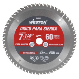 [Z-25030] DISCO PARA SIERRA CIRCULAR P/MADERA 7-1/4'' X 5/8'' 60DT