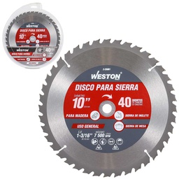 [Z-25081] DISCO PARA SIERRA CIRCULAR P/MADERA 10'' X 1-3/16'' 40DT C/BUJES