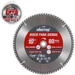 [Z-25083] DISCO PARA SIERRA CIRCULAR P/MADERA 10'' X 1-3/16'' 80DT C/BUJES