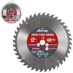 [Z-25096] DISCO PARA SIERRA CIRCULAR P/MADERA 12'' X 1-3/16'' 40DT C/BUJES