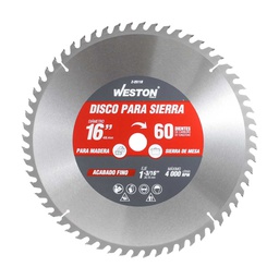 [Z-25110] DISCO PARA SIERRA CIRCULAR P/MADERA 16'' X 1-3/16'' 60DT BUJE 25MM &amp; 1&quot;