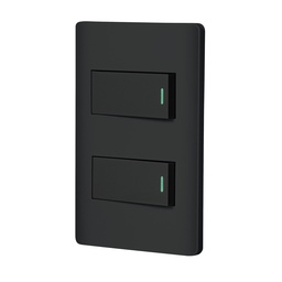 [47888] Placa armada negra 1 interruptor y 1 de 3 vias 1 mod,Lisboa