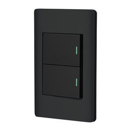 [47894] Placa armada negra 1 interruptor y 1 de 3vias 1.5mod,Lisboa