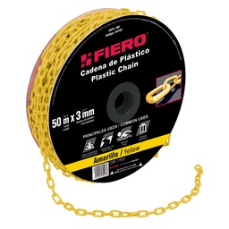[44162] Metro de cadena de 3 mm de plastico amarilla, carrete de 50m