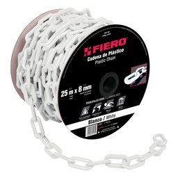 [44181] Metro de cadena de 8 mm de plastico blanca, carrete de 25 m