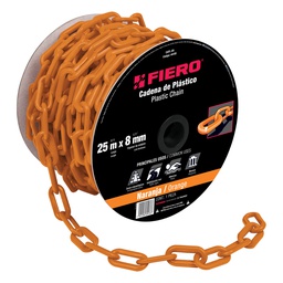 [44185] Metro de cadena de 8 mm de plastico naranja, carrete de 25 m