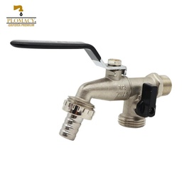 [J213] Llave Jardin con Palanca 1/2&quot; con Doble Salida 100% Laton Niquelado Plomacy (J213)