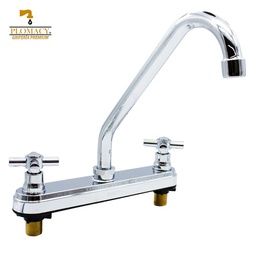 [PM8N] Mezcladora Para Fregadero 8&quot; Hibrida Cuello Flexible Maneral Tipo Cruz Negro Mate Plomacy  (PM8N)
