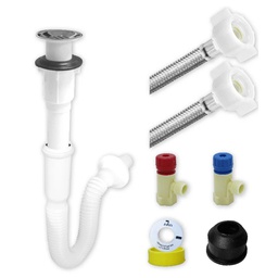 [3163] Kit De Instalacion Para Lavabo Con CespoPractick Rejilla Inoxidable y FF Premium 1/2&quot; x 40 cms. (3163)