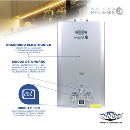 [Boiler de Paso Series Phoenix, Gas Natural o LP Marca CLUXER GAS LP 8 LITROS POR MINUTO] GAS LP 8 LITROS POR MINUTO