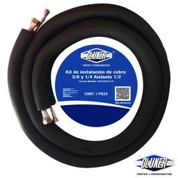 [CXC12N38-10] Kit Tuberia de Cobre 1/4 y 3/8 con Aislante de Espesor 3/8 Modelo: CXC12N38 Marca: CLUXER 10 pies