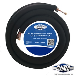 [CXC32N38-50] Kit Tuberia de Cobre 1/2 y 1/4 con Aislante de Espesor 3/8