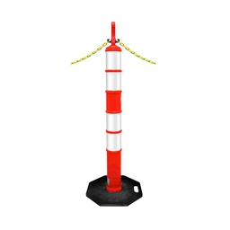 [ECO-1134-4RK] POSTE ANARANJADO ECOFRIENDLY DE 1.20M CON BASE NEGRA DE 8KGS. CON CUATRO REFLEJANTES