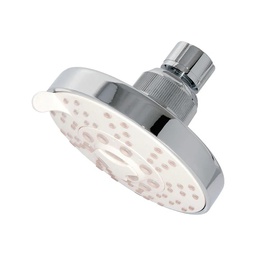 [44AB] REGADERA ASIA REDONDA 4&quot; ACAB.CROMO-BCO C/5 TIPOS CHORRO