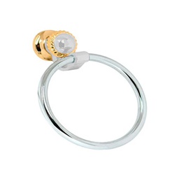 [E360B] TOALLERO DE ARGOLLA BLANCO-ORO